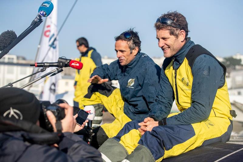 Charles Caudrelier (right) - Skipper of Maxi Edmond de Rothschild will be sharing the helm with Franck Cammas (left) photo copyright Eloi Stichelbaut - polaRYSE / Gitana S.A. taken at Royal Ocean Racing Club and featuring the Trimaran class