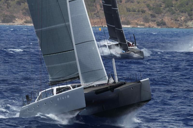 Last start of the day for the record number of multihulls in the race: Jason Carroll's Gunboat 62 Elvis and Stephen Cucchiaro's Gunboat 60 Flow photo copyright RORC / Tim Wright / photoaction.com taken at Royal Ocean Racing Club and featuring the Trimaran class