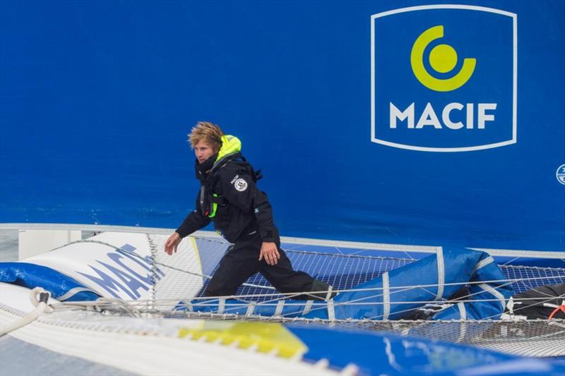 Sailing onboard maxi trimaran MACIF with skipper Francois Gabart, during training off Port la Foret, South Brittany - photo © Vincent Curutchet / ALéA / Macif