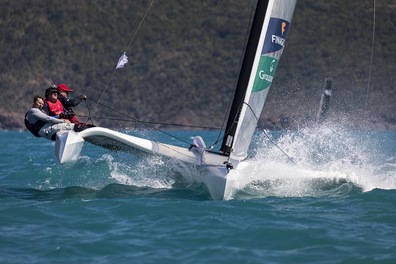 Multihulls very much part of the equation at the regatta, and 'Boat Watching Season' as the whales call it. 2018 Airlie Beach Race Week photo copyright Andrea Francolini taken at Whitsunday Sailing Club and featuring the Trimaran class
