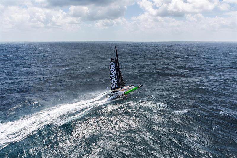Thomas Coville on Sodebo Ultim' - 2018 Route du Rhum-Destination Guadeloupe photo copyright Jean-Marie Liot taken at  and featuring the Trimaran class