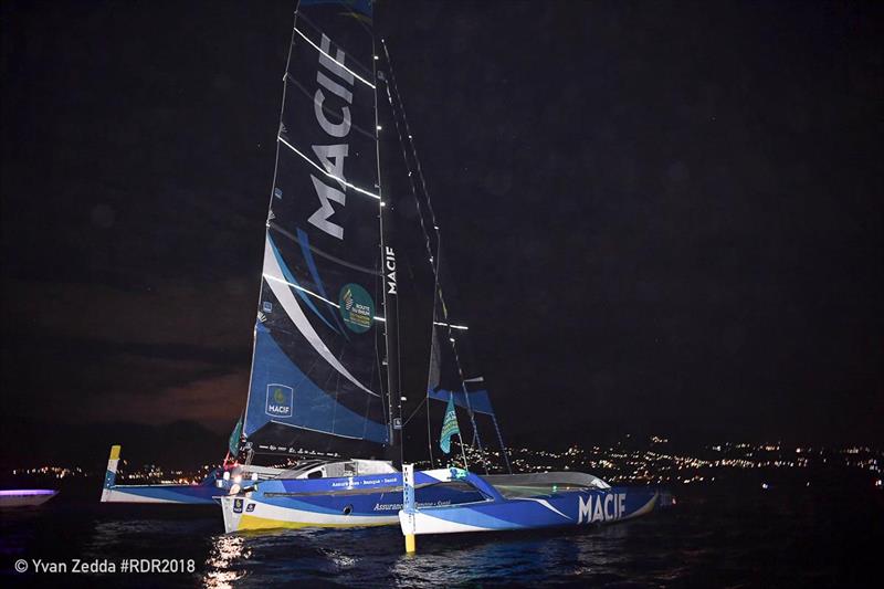 Finish of the 2018  Route du Rhum - Destination Guadeloupe photo copyright Yvan Zedda taken at  and featuring the Trimaran class