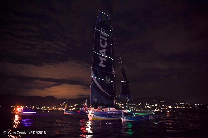 Finish of the 2018  Route du Rhum - Destination Guadeloupe photo copyright Yvan Zedda taken at  and featuring the Trimaran class