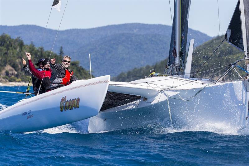 G'Nome's crew sail fast but have fun - Airlie Beach Race Week 2019 photo copyright Andrea Francolini taken at Whitsunday Sailing Club and featuring the Trimaran class