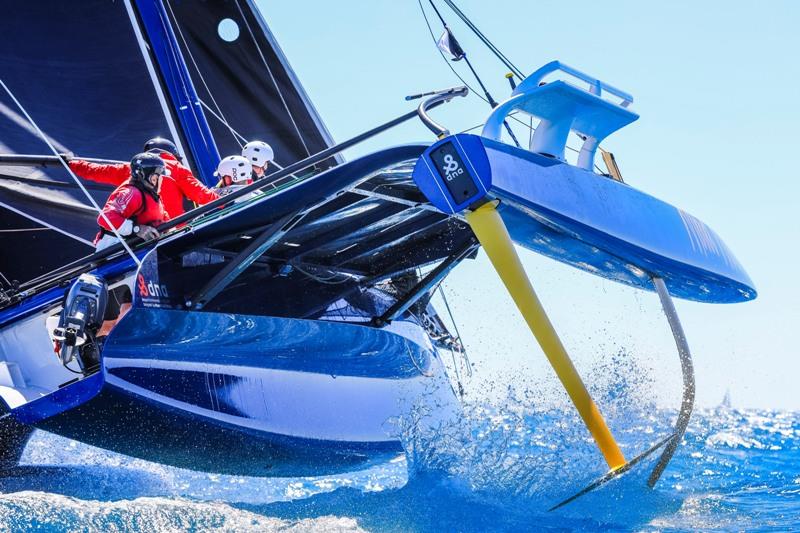 Mad Max Tf10 through a gybe - 2019 Hamilton Island Race Week, day 4 photo copyright Salty Dingo taken at Hamilton Island Yacht Club and featuring the Trimaran class