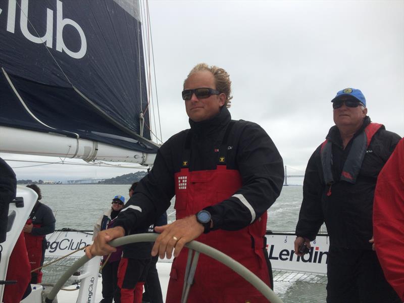 Skipper Ryan Breymaier driving Lending Club 2 on San Francisco Bay in June 2015 - photo © David Schmidt