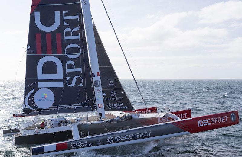 Francis Joyon's IDEC is the reigning Jules Verne Trophy holder - RORC Cowes Dinard St Malo Race photo copyright IDEC Sport / Alea taken at Royal Ocean Racing Club and featuring the Trimaran class