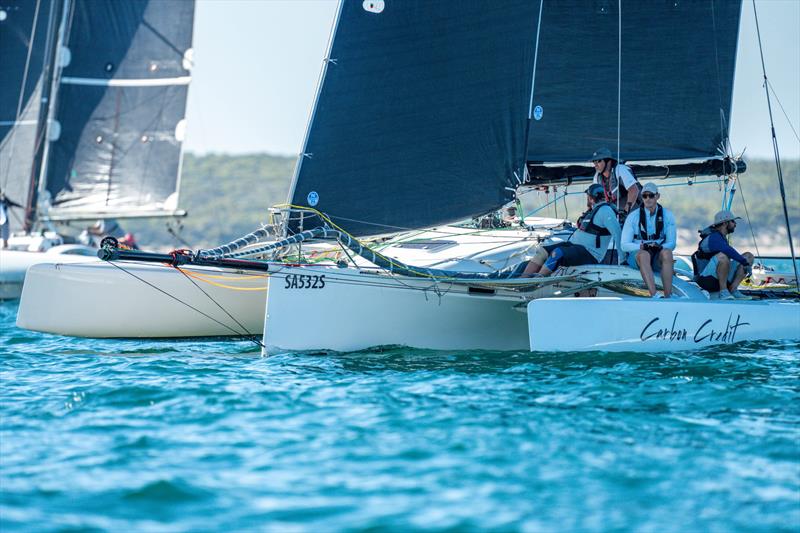Carbon finished second in the multihull division - 2023 Australian Yachting Championships photo copyright Alex Dare taken at Port Lincoln Yacht Club and featuring the Trimaran class