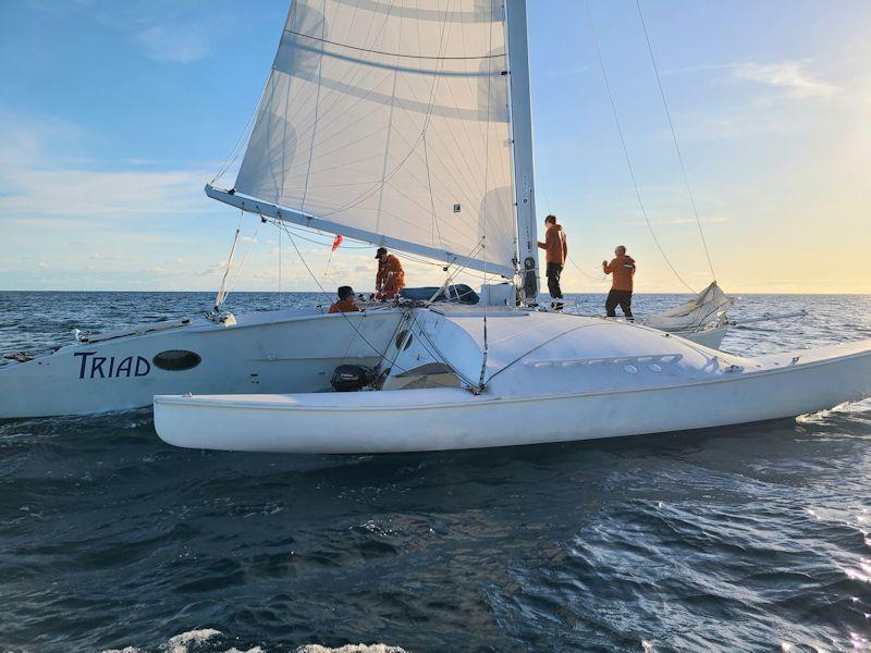 The Bermuda Lorient record attempt 2023 - Departure of Triad photo copyright Larry Jacobs taken at  and featuring the Trimaran class