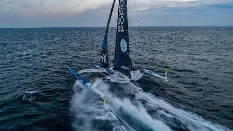 Armel le Cleac'h's Ultim trimaran Banque Populaire XI hauling the mail- photo © Jérémie Lecaudey / BPCE