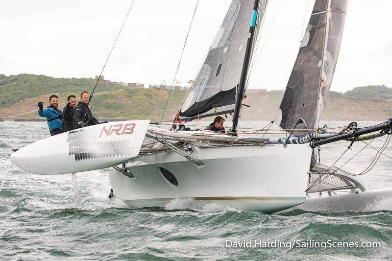 N.R.B, GBR820M, Farrier 32 SRC, during the 2023 Round the Island Race photo copyright David Harding / www.sailingscenes.com taken at Island Sailing Club, Cowes and featuring the Trimaran class