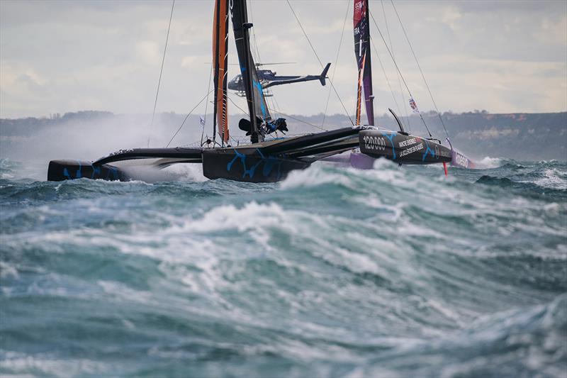 Ocean Fifty Solidaires en Peloton takes the start of the Transat Jacques Vabre in Le Havre, France, on October 29 photo copyright Jean-Louis Carli / Alea taken at  and featuring the Trimaran class