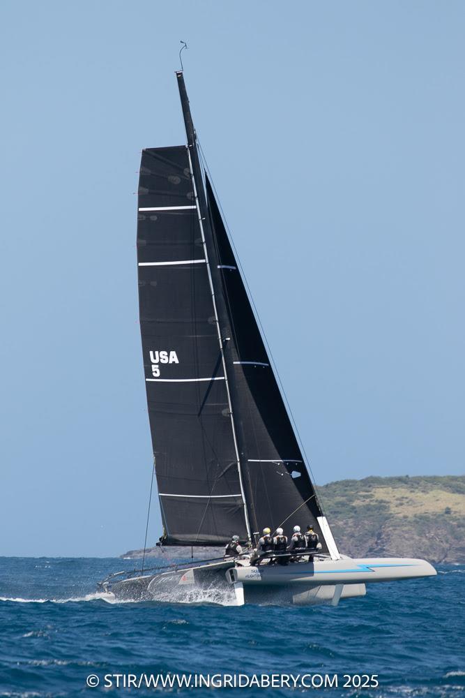Thunder and Lightening win the Multihull class in the Round the Rocks Race photo copyright Ingrid Abery / www.ingridabery.com taken at St. Thomas Yacht Club and featuring the Trimaran class