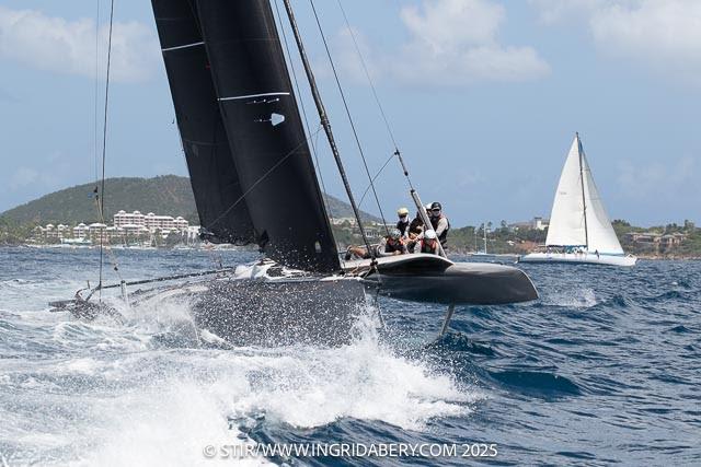 51st St. Thomas International Regatta Day 1: Thunder & Lightening, a 33-foot TF10 out of the Skiff Sailing Foundation, leads the Multihull Class photo copyright STIR / www.ingridabery.com taken at St. Thomas Yacht Club and featuring the Trimaran class
