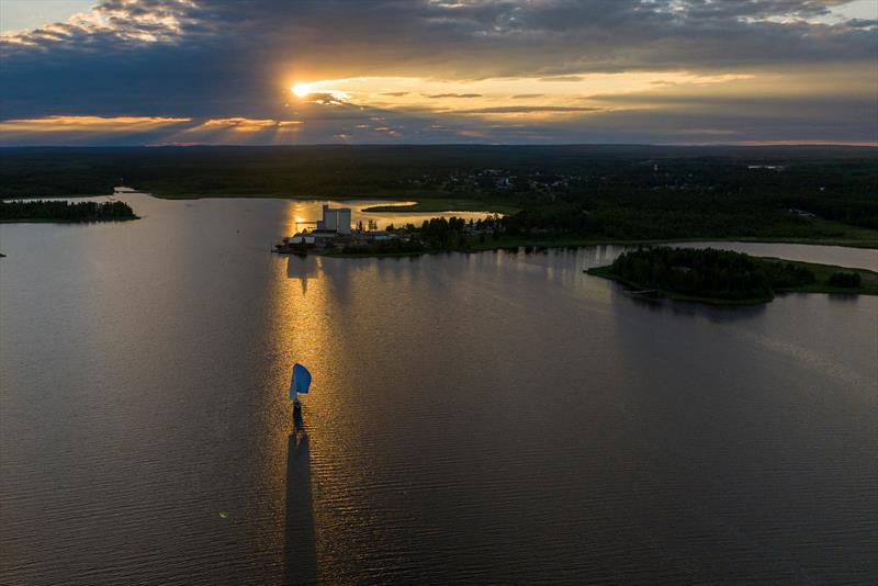 Close to the finish - MidsummerSail photo copyright MidsummerSail taken at  and featuring the Trimaran class