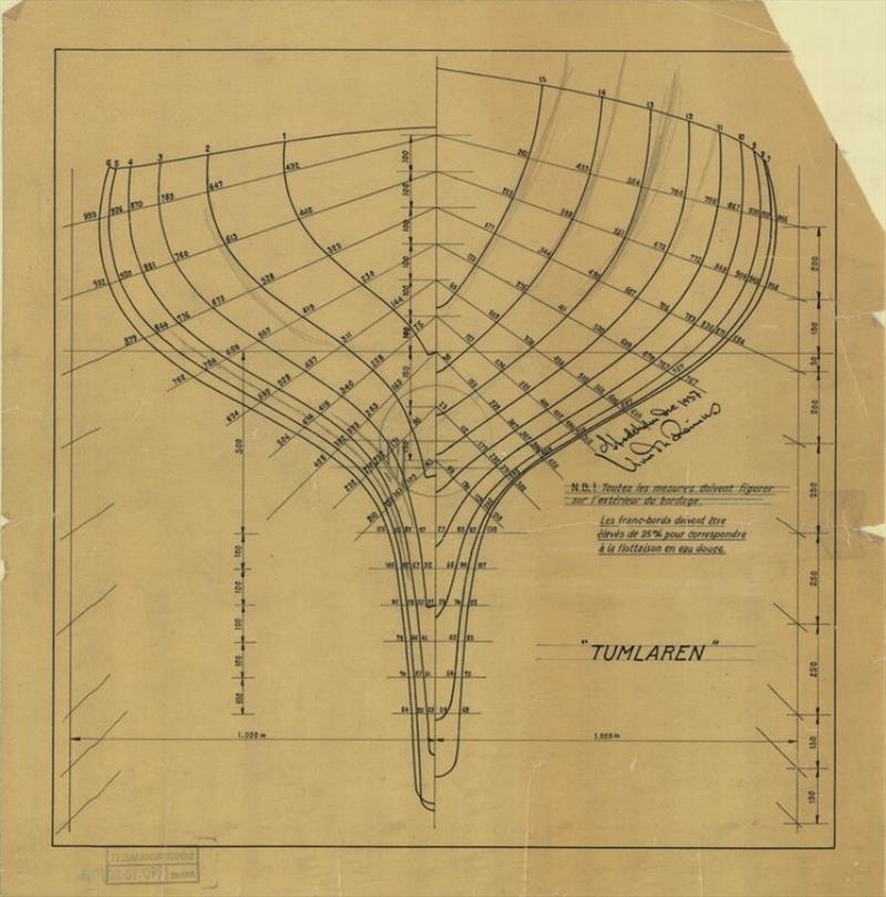 Knud Reimers Tumlaren drawing 1937 - photo © Southern Woodenboat Sailing
