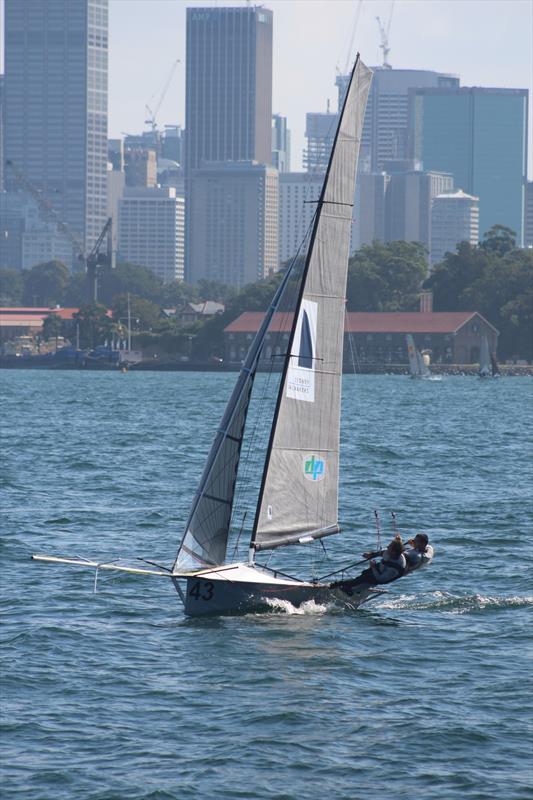 Sydney Sailmakers crew on the wire at the Australian 12ft Skiff Championship photo copyright Vita Williams taken at Sydney Flying Squadron and featuring the 12ft Skiff class