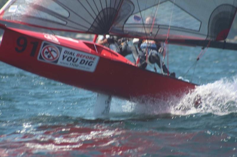 Red Energy romping - 2019 12ft Skiff Interdominion Championship, Day 4 photo copyright John Williams taken at Sydney Flying Squadron and featuring the 12ft Skiff class