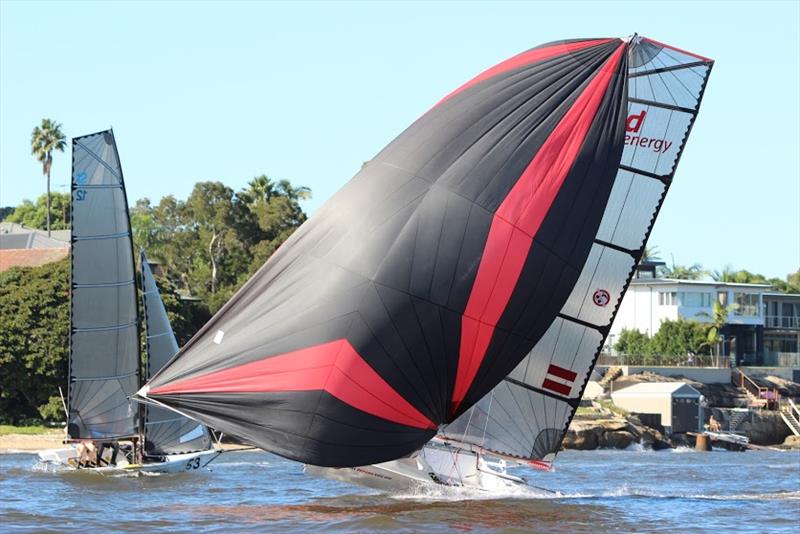 Red Energy - 12ft Skiff Upper Harbour Championship photo copyright Brett Hobson taken at Lane Cove 12ft Sailing Skiff Club and featuring the 12ft Skiff class