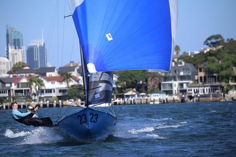 Geotherm blasting down a run - 12ft Skiff Australian Championship photo copyright David Killoran taken at  and featuring the 12ft Skiff class