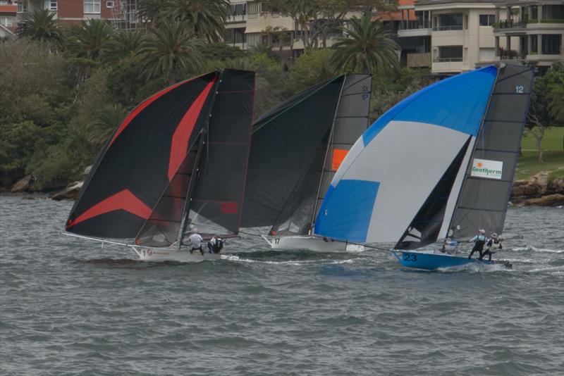 Today's top three in a tight tussle - 12ft Skiff Paramatta River Championship photo copyright NSW 12ft Sailing Skiff Association taken at Abbotsford 12ft Sailing Club and featuring the 12ft Skiff class