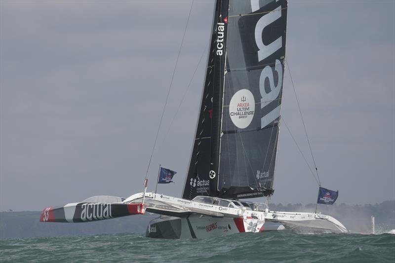 Anthony Marchand on Actual Ultim 3 finishes the Arkéa Ultim Challenge - Brest - photo © Alexis Courcoux