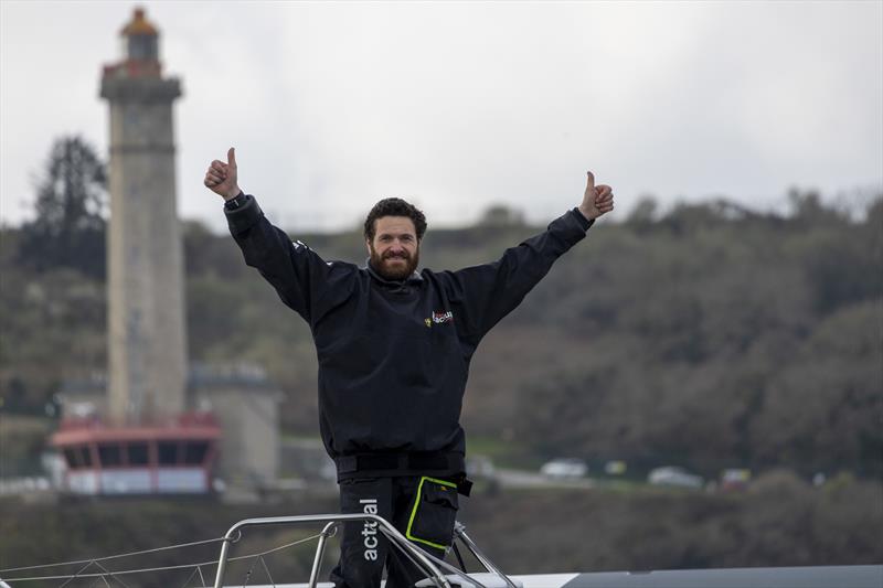 Anthony Marchand on Actual Ultim 3 finishes the Arkéa Ultim Challenge - Brest - photo © Alexis Courcoux