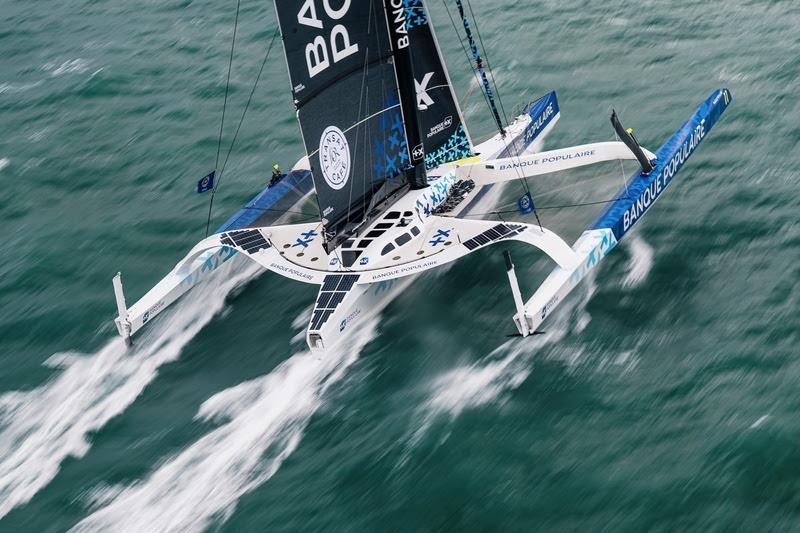 Maxi Banque Populaire XI at the start of the Transat Café L'or Le Havre Normandie 2025 photo copyright Vincent Curutchet / Alea taken at  and featuring the Ultim class