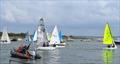 A support boat watches on during the Keyhaven YC Junior & Youth Regatta 2022 © Mark Jardine
