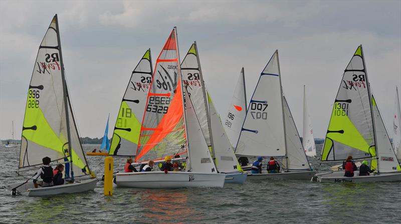 Tight positions in the slow fleet at the West Sussex Schools and Youth Association Regatta photo copyright Dave Lee taken at  and featuring the Topaz Vibe class