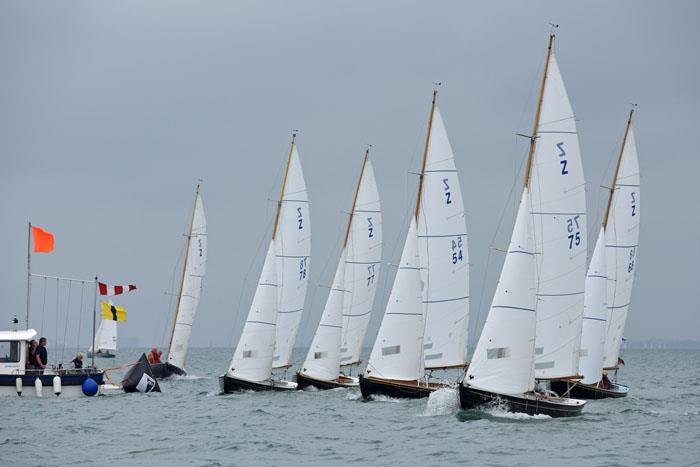 The Victory class lines up for a start on day 3 at Charles Stanley Direct Cowes Classics Week photo copyright Rick Tomlinson / www.rick-tomlinson.com taken at Royal London Yacht Club and featuring the Victory class