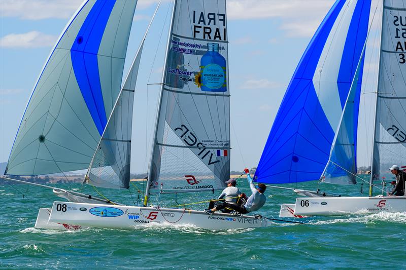 Emmanuel Le Chapelier and Theo Constance on day 3 of the Viper Worlds at Geelong photo copyright Peter La Fontaine taken at Royal Geelong Yacht Club and featuring the Viper class