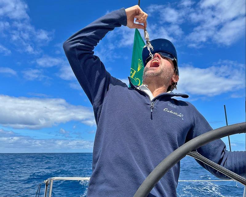 A man with 316 intestines - Jack Macartney and a raw squid photo copyright Jack Macartney taken at Cruising Yacht Club of Australia and featuring the Volvo 70 class