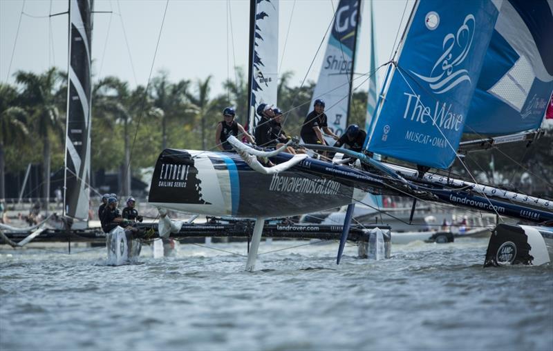 Racing on day 3 of Extreme Sailing Series Act 1, Singapore - photo © Lloyd Images