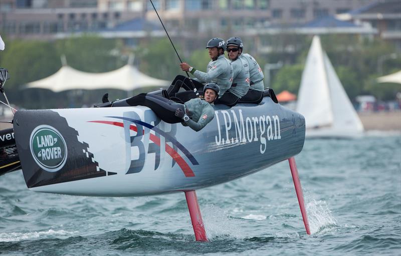 The British team J.P. Morgan BAR took their first race win on day 3 of the Land Rover Extreme Sailing Series Act 3 Qingdao, for the 'Double Star Mingren' Cup - photo © Lloyd Images