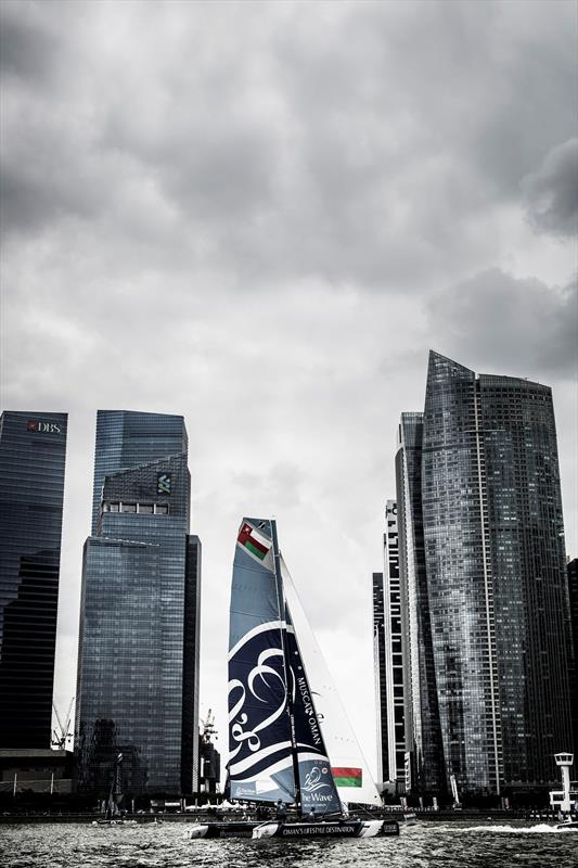 The Wave, Muscat on day 1 of Extreme Sailing Series Act 1, Singapore 2015 photo copyright Lloyd Images taken at  and featuring the Extreme 40 class