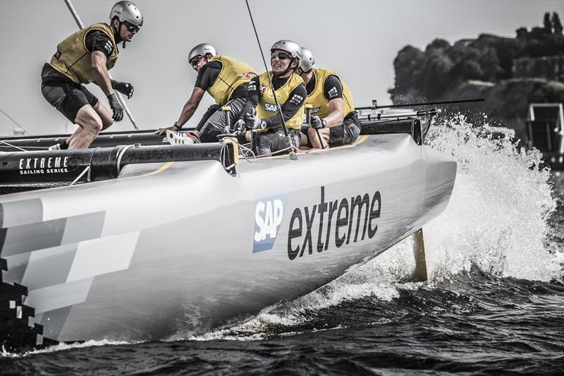 Day 1 of Extreme Sailing Series Act 4 Cardiff photo copyright Mark Lloyd / www.lloyd-images.com taken at  and featuring the Extreme 40 class