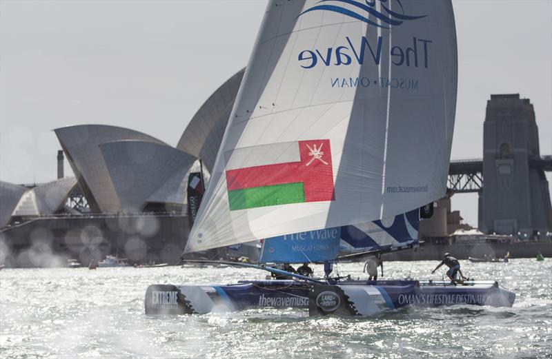 The Wave, Muscat avoided the drama of day two in Sydney to finish the day tied on points at the top of the leaderboard with SAP Extreme Sailing Team on day 2 of Extreme Sailing Series™ Act 8, Sydney photo copyright Lloyd Images taken at  and featuring the Extreme 40 class