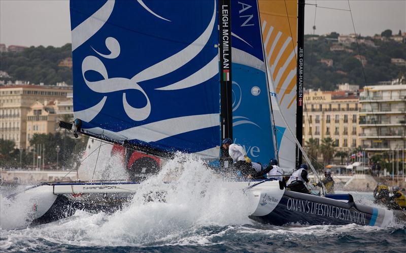 Racing on day 4 of Extreme Sailing Series Act 7 at Nice photo copyright Lloyd Images taken at  and featuring the Extreme 40 class