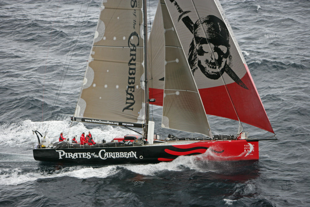 Pirates of the Caribbean starts the Volvo Ocean Race photo copyright Daniel Forster / Pirates of the Caribbean taken at  and featuring the Volvo 70 class