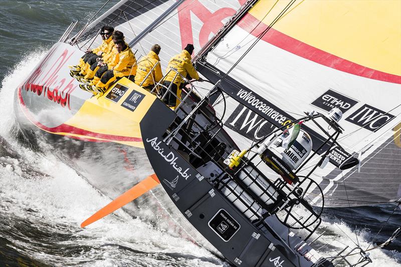 Abu Dhabi Ocean Racing Skipper Ian Walker takes to the helm of Azzam - photo © Ian Roman / www.ianroman.com