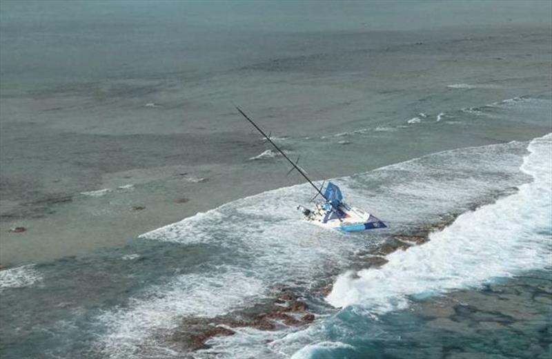 Team Vestas wind aground on a reef on Cargados Carajos Shoals, Mauritius - photo © NCG Operations Room – MRCC Mauritius