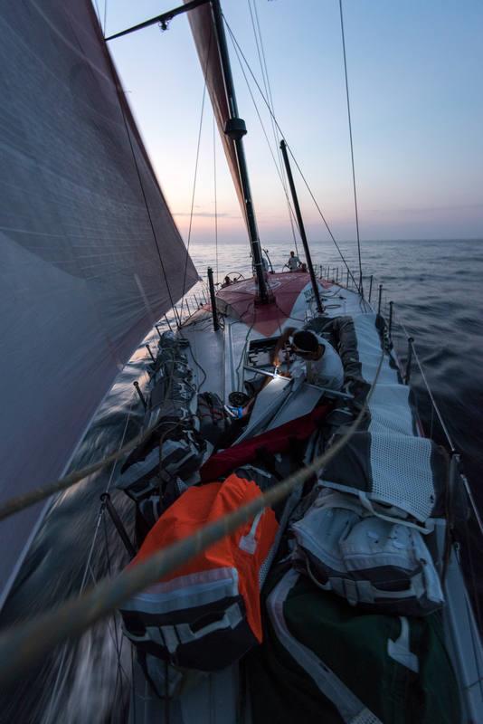 Dongfeng Race Team struggle in light airs during leg 3 of the Volvo Ocean Race photo copyright Sam Greenfield / Dongfeng Race Team / Volvo Ocean Race taken at  and featuring the Volvo One-Design class