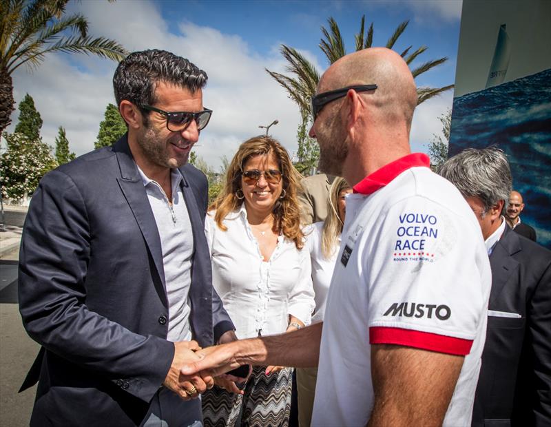 Former Portuguese soccer player Luis Figo visits the Volvo Ocean Race Village in Lisbon on behalf of the Luis Figo Foundation for International Children's Day photo copyright Ainhoa Sanchez / Volvo Ocean Race taken at  and featuring the Volvo One-Design class