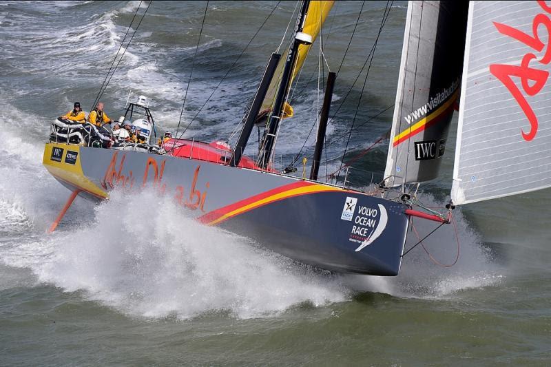 Ian Walker at the helm of Azzam, Abu Dhabi Ocean Racing's Volvo 65 - photo © Rick Tomlinson / www.rick-tomlinson.com