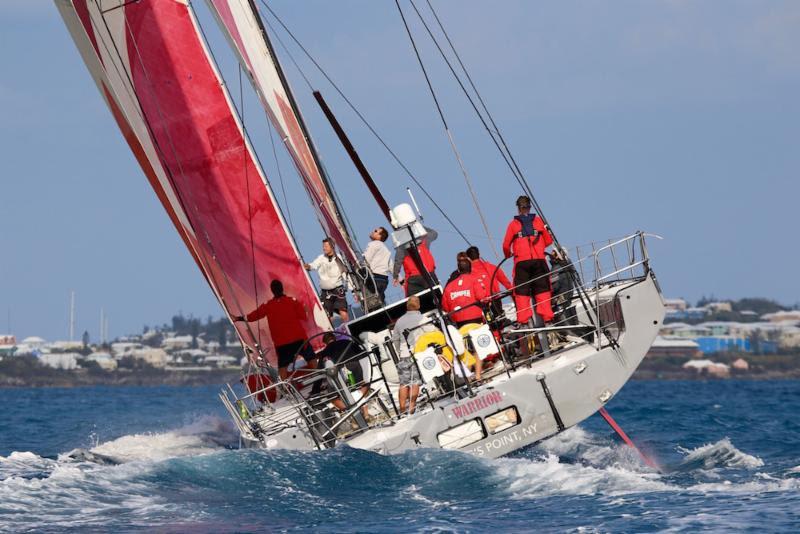 Stephen Murray Jr.'s Volvo 70, Warrior takes line honours in the Antigua Bermuda Race photo copyright Tom Clarke taken at Royal Bermuda Yacht Club and featuring the Volvo 70 class