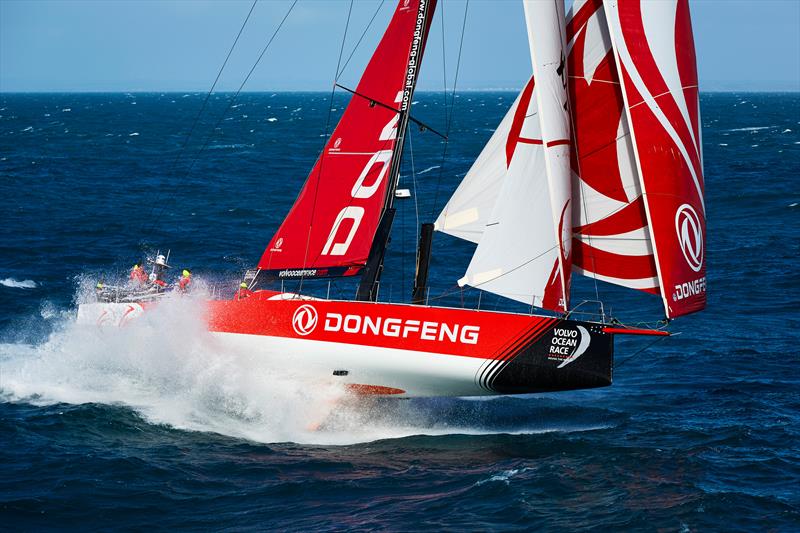 Dongfeng Race Team's first helicopter shoot in South Britany between Glenan Island and Groix Island - photo © Benoit Stichelbaut / Dongfeng Race Team