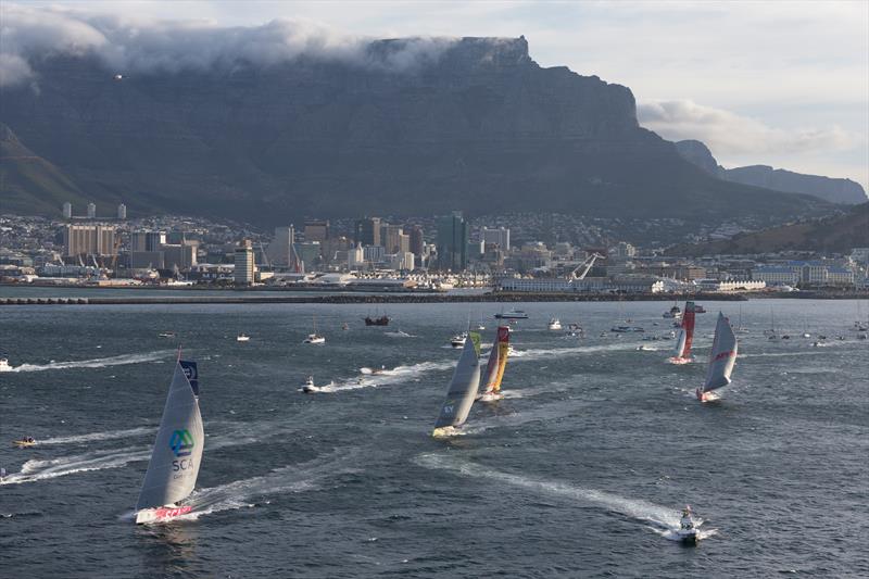 The fleet at the start of leg 2 from Cape Town to Abu Dhabi photo copyright Gilles Martin-Raget / Team Alvimedica taken at  and featuring the Volvo One-Design class