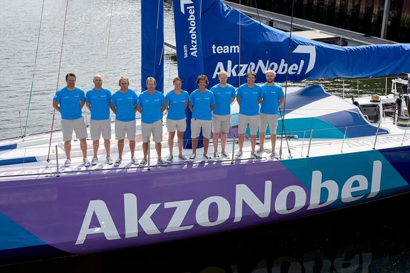 Volvo Ocean Race yacht team AkzoNobel christened photo copyright Thierry Martinez / team AkzoNobel / AkzoNobel taken at  and featuring the Volvo One-Design class