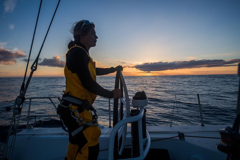 Liz Wardley aboard Turn the Tide on Plastic during the Leg Zero delivery to Gosport - photo © Jen Edney / Volvo Ocean Race